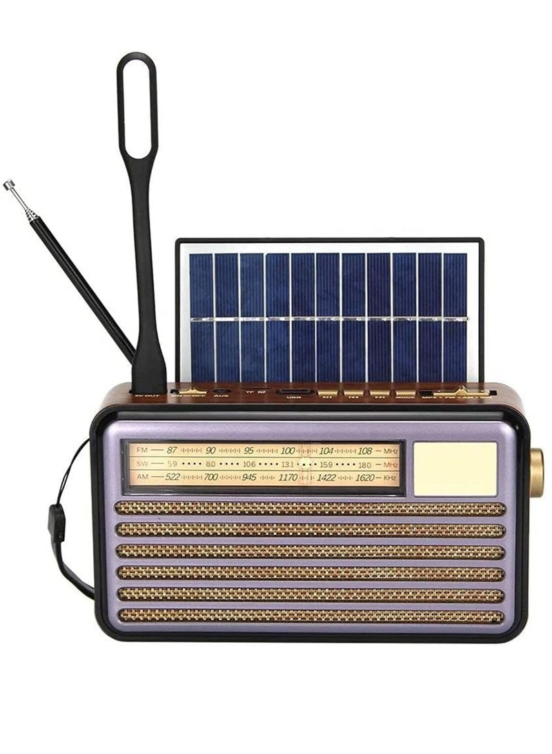 Denx Rechargeable Radio, Portable Radio AM FM Transistor with Best Sound, Solar/Battery Operated Radio, Support TF Card/USB Playing  - Image 2