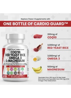 Clean Nutraceuticals Coq10 200Mg Red Yeast Rice 3000Mg Omega 3 3000Mg Magnesium Complex 500Mg Niacin Zinc Vitamin K2 D3 Heart Health Support Vitamins For Women And Men With Vitamin B3 Coenzyme Q10 Made In Usa 60 Caps  - Image 4