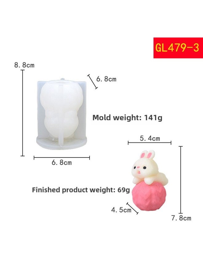 Generic Cute Rabbit Series Silicone Mold DIY Candle Aromatherapy Mold Gypsum Stones Ornaments-Specifications:GL479-3-Color:White  - Image 1