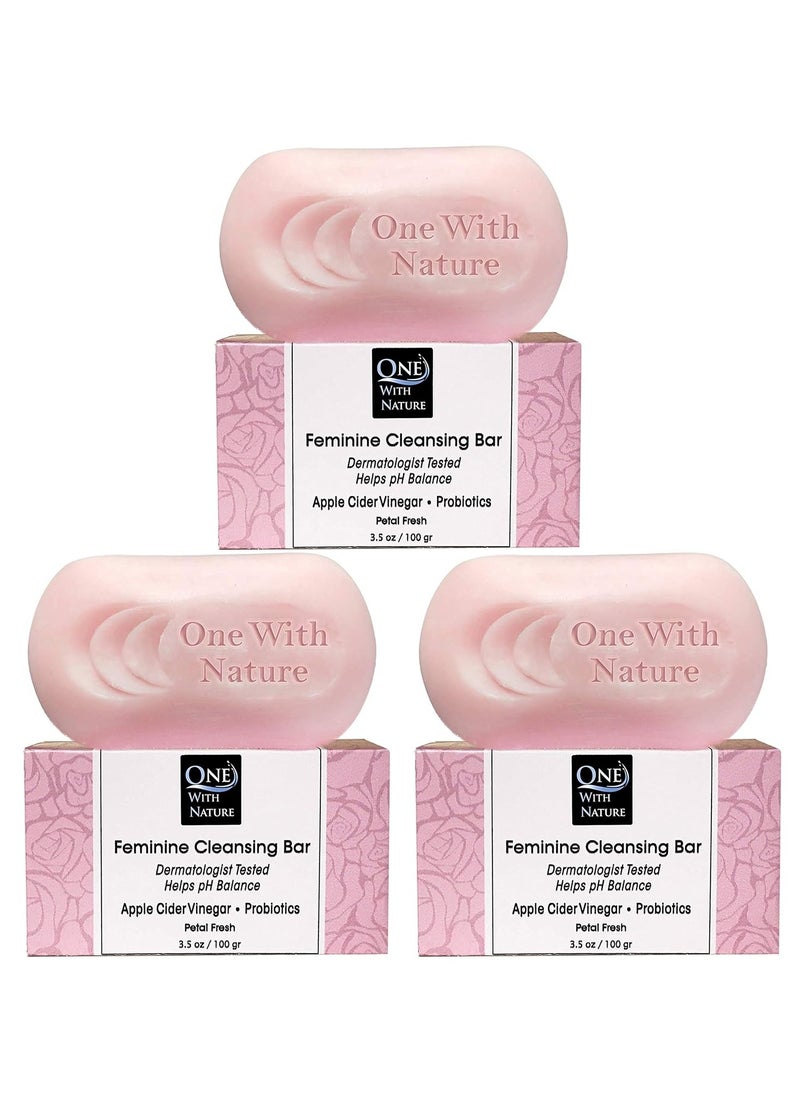 ONE WITH NATURE One With Nature Feminine Cleansing Bar, Petal Fresh, Probiotics, Apple Cider Vinegar, Omega Fatty Acids, Oatmeal, Pure, Gentle Cleansing Bar for Sensitive...  - Image 1