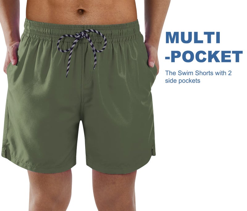 Cozople Compression Lined Swim Trunks Hibiscus Graphic Bathing Suit Stretchy Swimwear No Chafe Swimming Beach Board Shorts for Casual Shorts with Pockets - Image 3