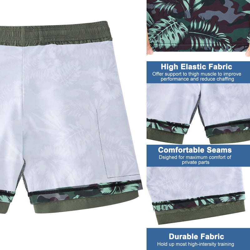 Cozople Compression Lined Swim Trunks Hibiscus Graphic Bathing Suit Stretchy Swimwear No Chafe Swimming Beach Board Shorts for Casual Shorts with Pockets - Image 4