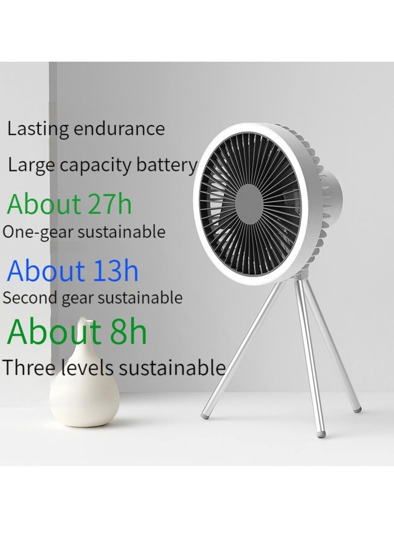 M MIAOYAN M MIOAYAN new multi-functional outdoor camping wireless lighting fan can charge mobile phone desk desktop USB tripod fan student dormitory hanging ceiling fan white  - Image 1