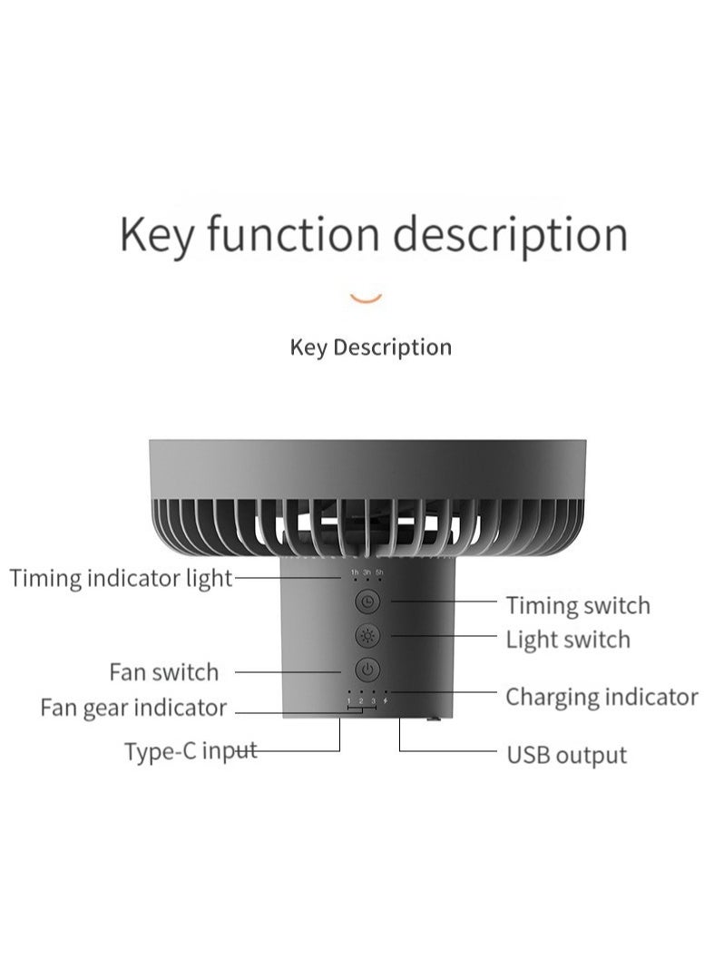 M MIAOYAN M MIOAYAN new multi-functional outdoor camping wireless lighting fan can charge mobile phone desk desktop USB tripod fan student dormitory hanging ceiling fan white  - Image 4