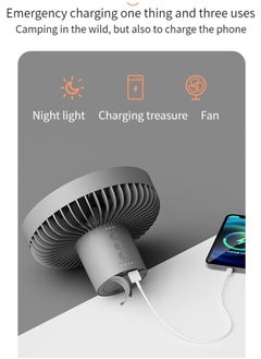 M MIAOYAN M MIOAYAN new multi-functional outdoor camping wireless lighting fan can charge mobile phone desk desktop USB tripod fan student dormitory hanging ceiling fan white  - Image 3