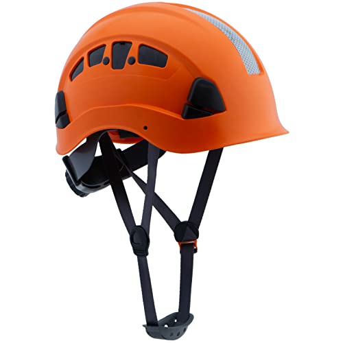 LOHASPRO Hard Hats Construction Safety Helmet ANSI Z89.1 Approved OSHA Hardhat, LOHASPRO Vented Men Worker Orange Hard Hat with Chin Strap Tree Climbing Rescue Arborist Helmet (P4 Orange) - Image 1