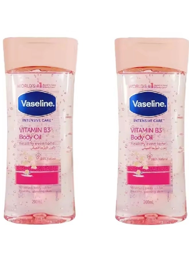 Vaseline Vitamin B3 Body Care Oil Healthy Skin Tone Unifying 200ml*2pcs - Image 1