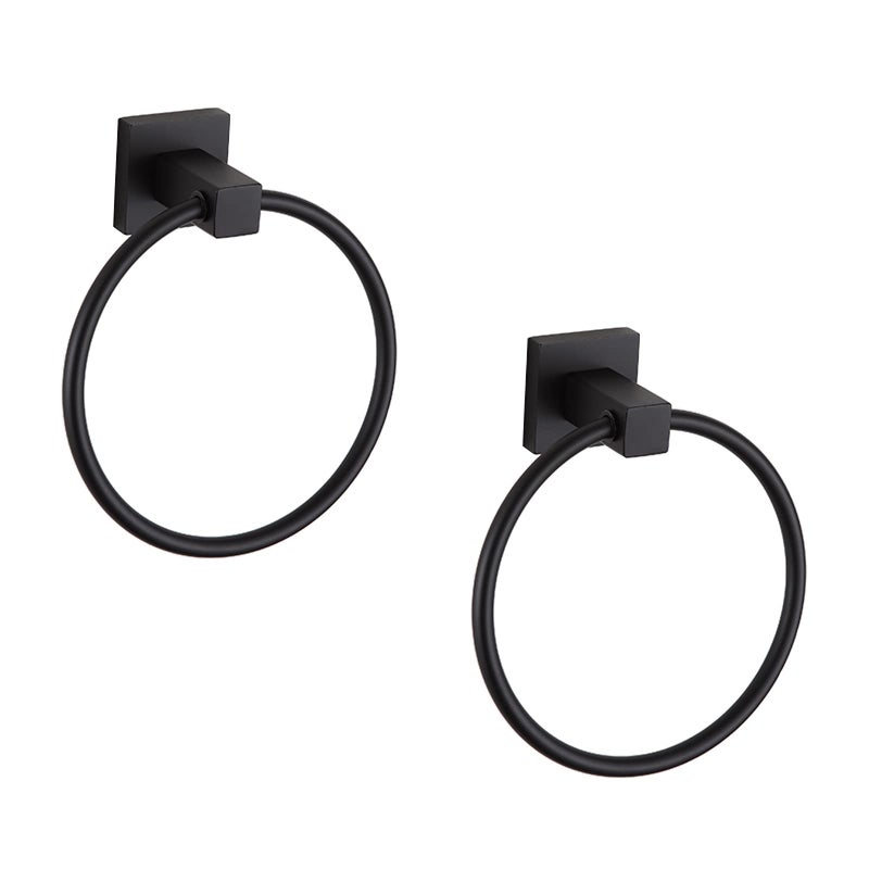 Orlif Orlif Towel Ring Black for BathroomSUS 304 Stainless Steel Hand Towel Holder Round Bath Towel Holder Hangers with Wall Mount Hardware2 PackDrill Needed 