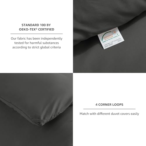 CozyLux King Size Comforter Set Dark Grey, 3 Pieces Solid Comforters King Size Breathable Bedding Sets, Dark Gray Luxury Soft Lightweight Bed Set with Down Alternative Comforter and 2 Pillowcases - Image 4