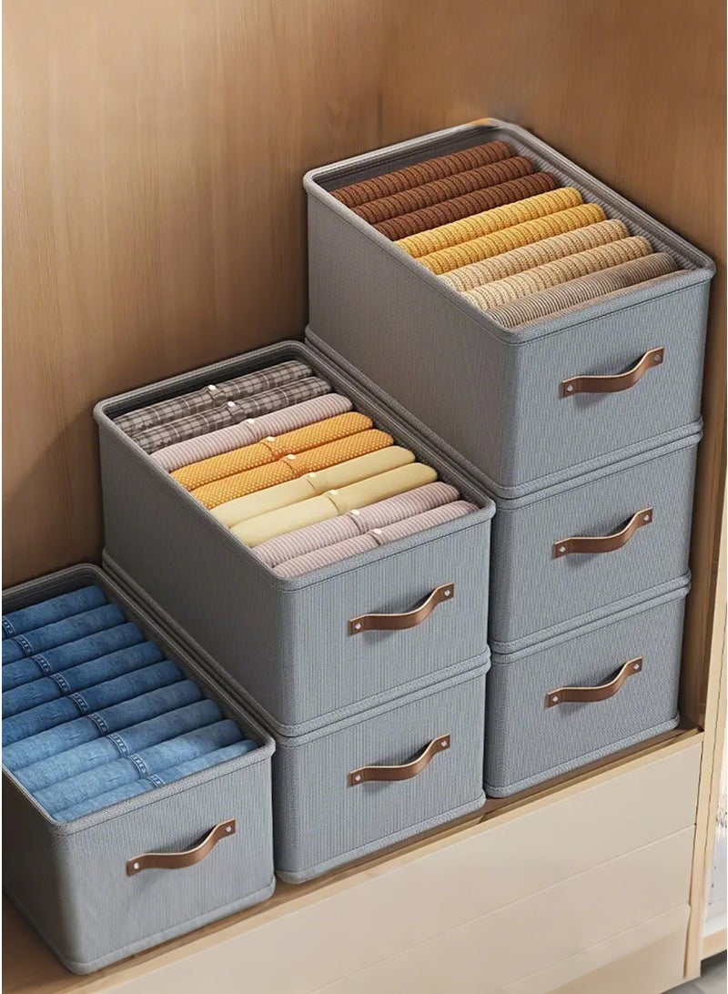 ميرتينج 4 قطع سلال تخزين قابلة للطي مع مقبض جلدي وأكياس تخزين قابلة للغسل للخزانة لتنظيم أدراج الملابس - Image 2