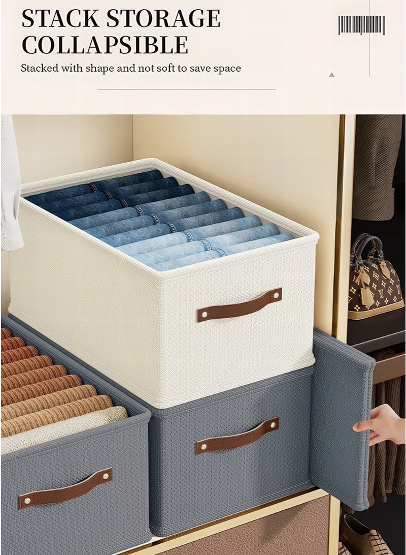 ميرتينج 4 قطع سلال تخزين قابلة للطي مع مقبض جلدي وأكياس تخزين قابلة للغسل للخزانة لتنظيم أدراج الملابس - Image 3