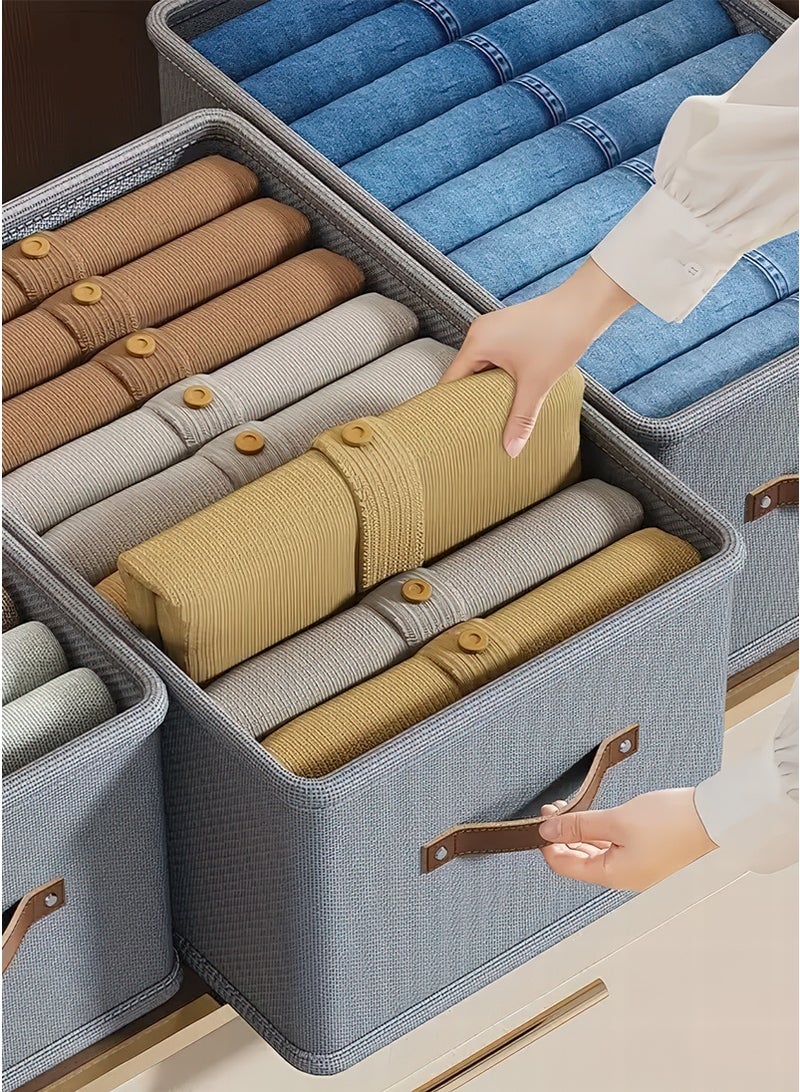 ميرتينج 4 قطع سلال تخزين قابلة للطي مع مقبض جلدي وأكياس تخزين قابلة للغسل للخزانة لتنظيم أدراج الملابس - Image 4