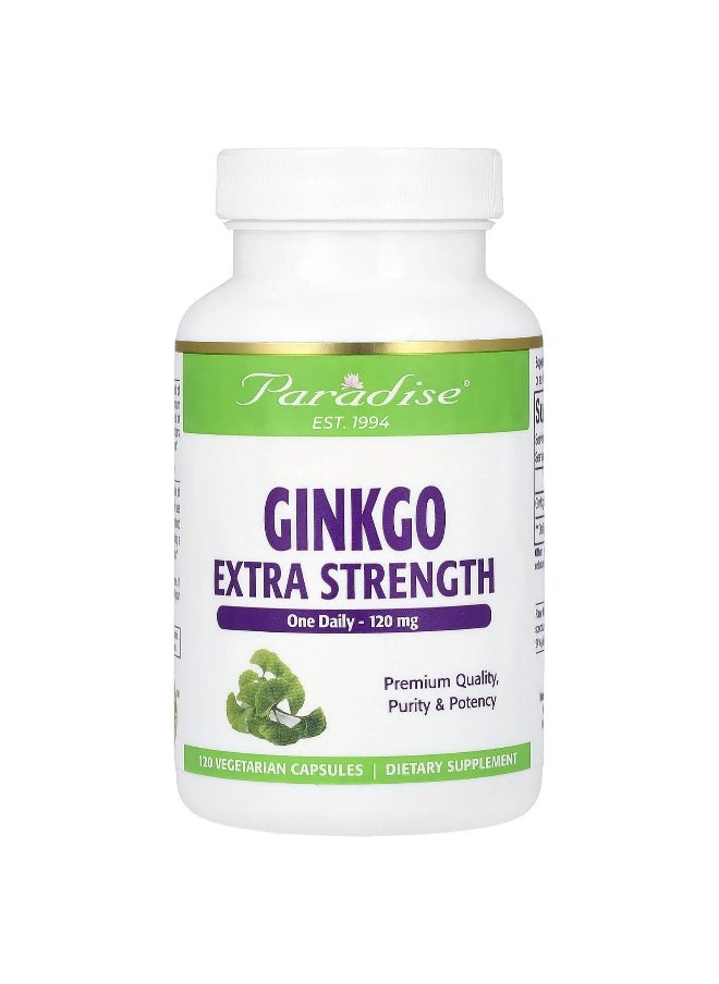 Paradise Herbs Paradise Herbs, Ginkgo, Extra Strength, 120 mg, 120 Vegetarian Capsules 