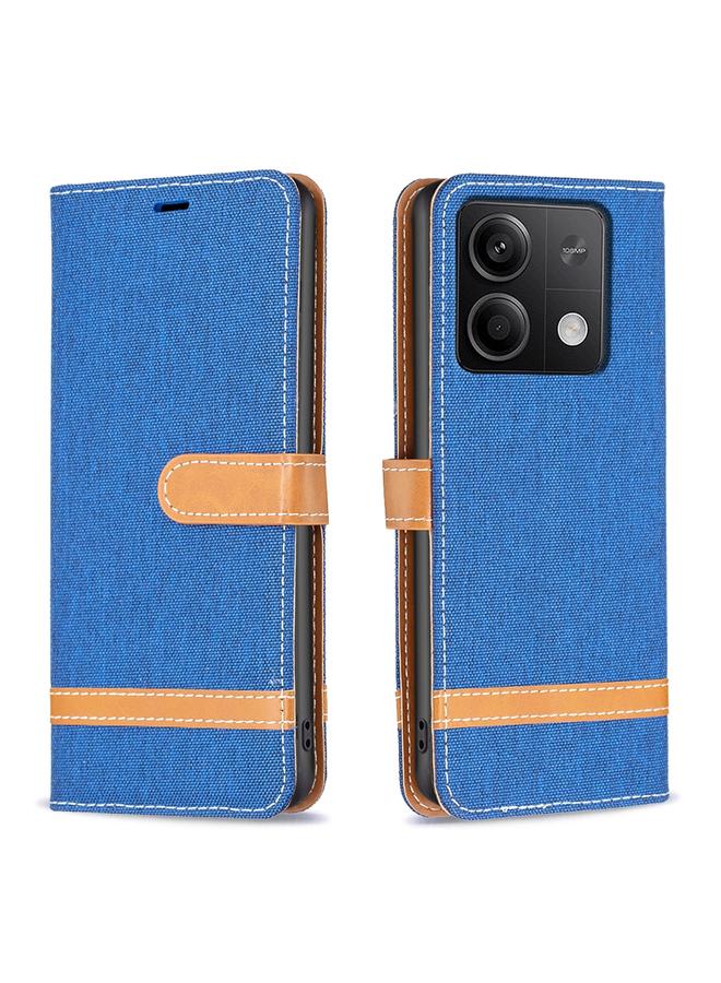The Bros Case For Xiaomi Redmi Note 13 Color Block Denim Texture Leather Phone Case