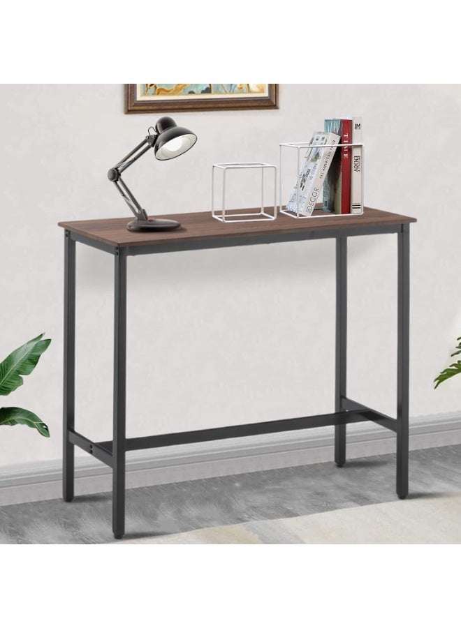 Awonde طاولة بار مستطيلة Awonde بارتفاع 41 بوصة – طاولة صناعية للمطبخ، غرفة الطعام، غرفة المعيشة، المدخل، أو طاولة كونصول، سطح خشبي بني مع إطار معدني أسود - Image 3