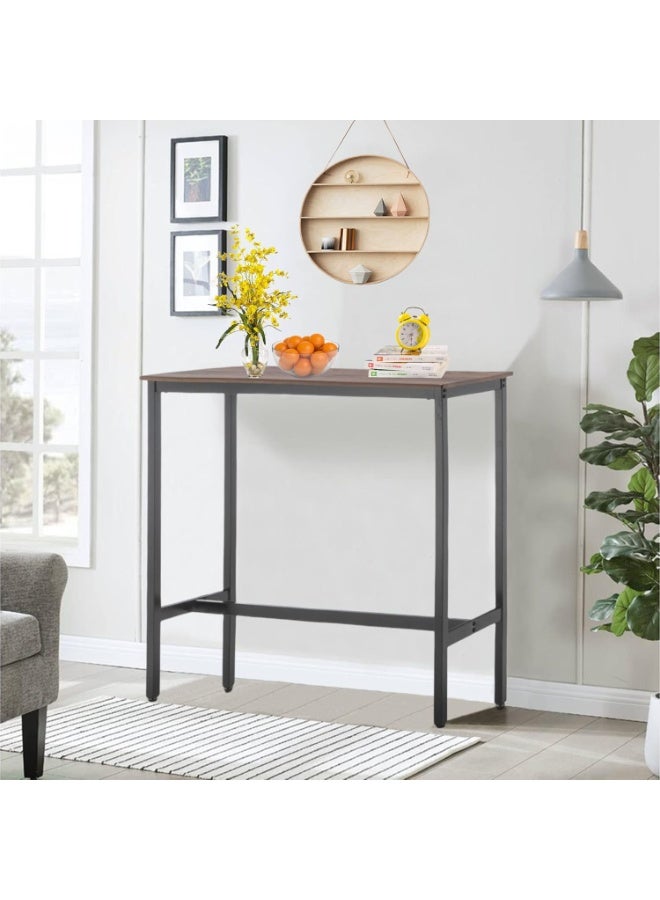 Awonde طاولة بار مستطيلة Awonde بارتفاع 41 بوصة – طاولة صناعية للمطبخ، غرفة الطعام، غرفة المعيشة، المدخل، أو طاولة كونصول، سطح خشبي بني مع إطار معدني أسود - Image 5