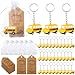 Equsion 12 Pcs School Bus Party Favors School Bus Keychain with White Organza Thank You Kraft Tags for Birthday Party Favors Backpack Key Decorations Classroom Rewards School Bus Theme Supplies - Image 2