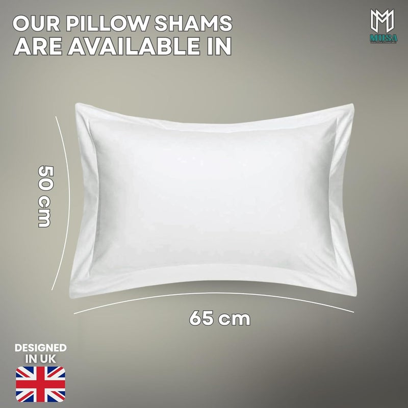 MUSA MUSA® Cotton Pillow Cover Shams - Washable Pillowcases for Sofa Cushions, Bedrooms & Dorm Decor | Hotel Quality Pillow Covers with Envelope Closure & 5cm Side Frame (2, White, 50 x 65cm) - Image 2