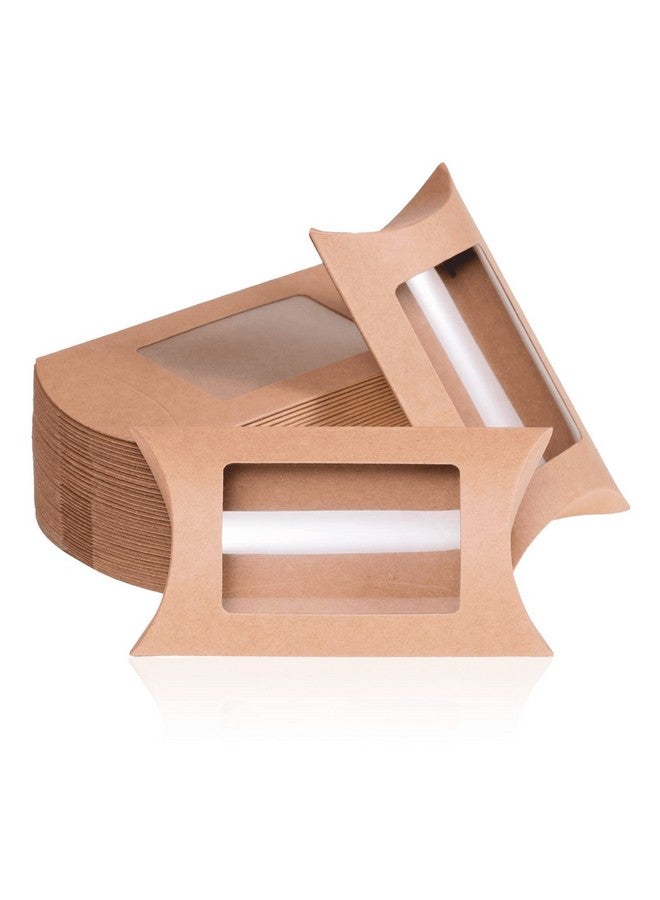 MATICAN Pillow Boxes, 40-Pack Pillow Gift Boxes With Windows, Kraft Mini Favor Boxes, 5 X 3 X 1.2 Inches - Image 1