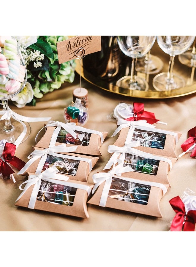 MATICAN Pillow Boxes, 40-Pack Pillow Gift Boxes With Windows, Kraft Mini Favor Boxes, 5 X 3 X 1.2 Inches - Image 2