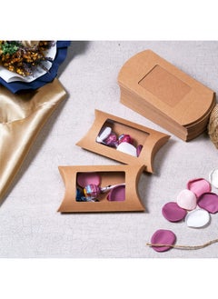 MATICAN Pillow Boxes, 40-Pack Pillow Gift Boxes With Windows, Kraft Mini Favor Boxes, 5 X 3 X 1.2 Inches  - Image 3