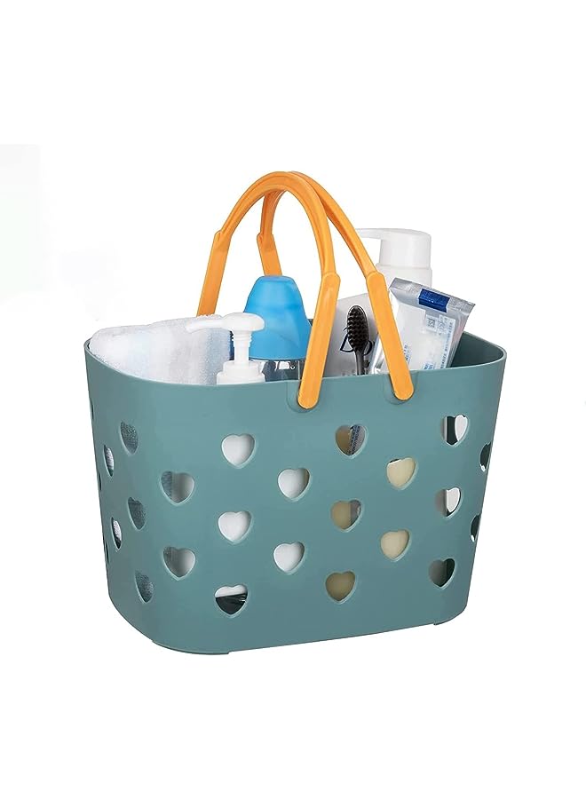 راكسوم سلة تخزين بلاستيكية محمولة للاستحمام مع مقبض صندوق منظم لتخزين الطعام للحمام، أساسيات غرفة النوم الجامعية، المطبخ - Image 1