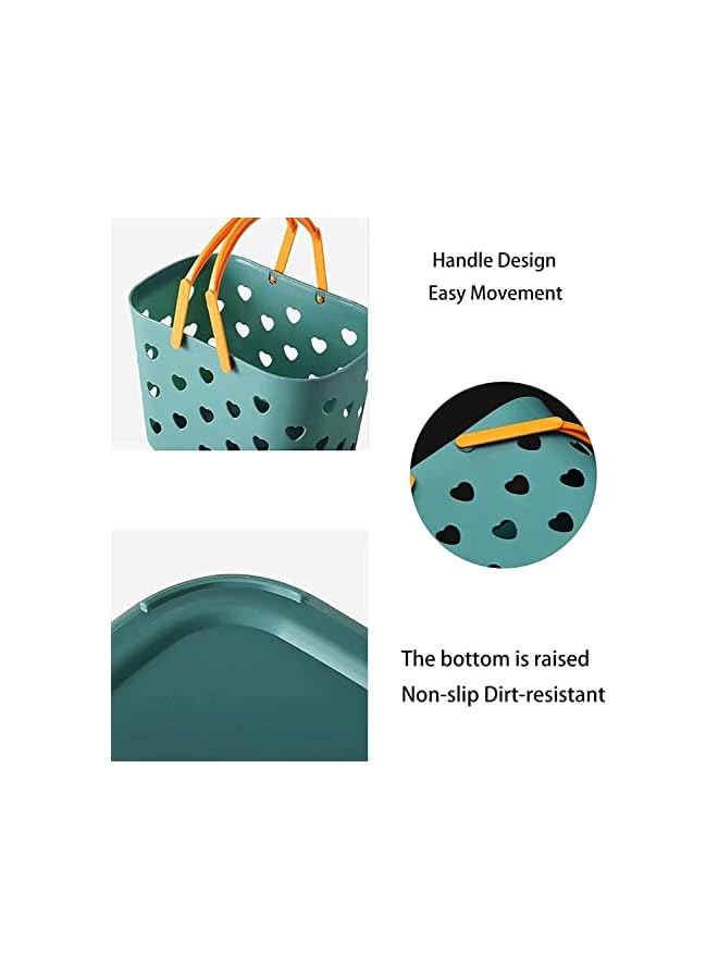 راكسوم سلة تخزين بلاستيكية محمولة للاستحمام مع مقبض صندوق منظم لتخزين الطعام للحمام، أساسيات غرفة النوم الجامعية، المطبخ - Image 2