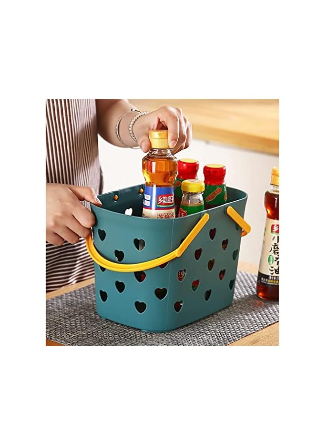 راكسوم سلة تخزين بلاستيكية محمولة للاستحمام مع مقبض صندوق منظم لتخزين الطعام للحمام، أساسيات غرفة النوم الجامعية، المطبخ - Image 4