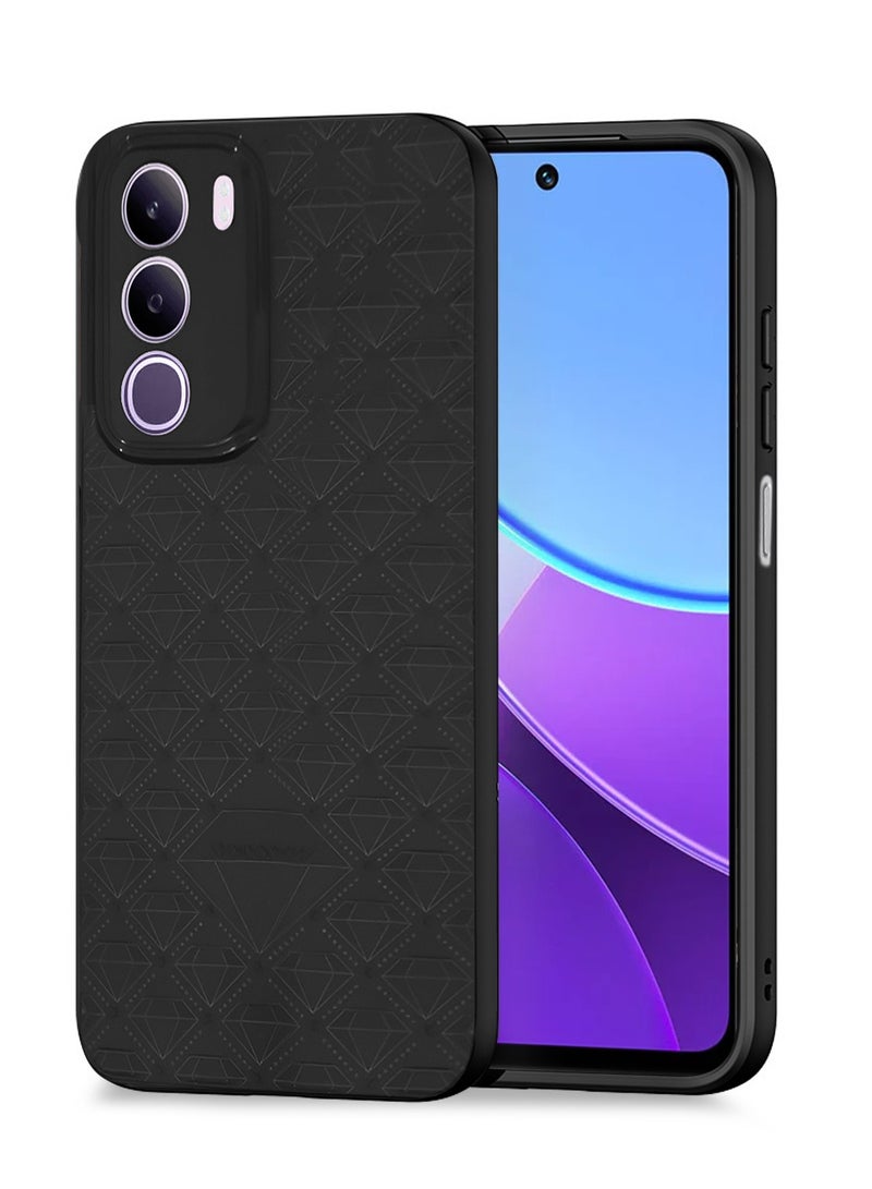 Wtech vivo Y19s Pro 4G 2025 Liquid Silicone Carbon Fiber Texture Case Cover (MCFPSN) - Black - Image 1