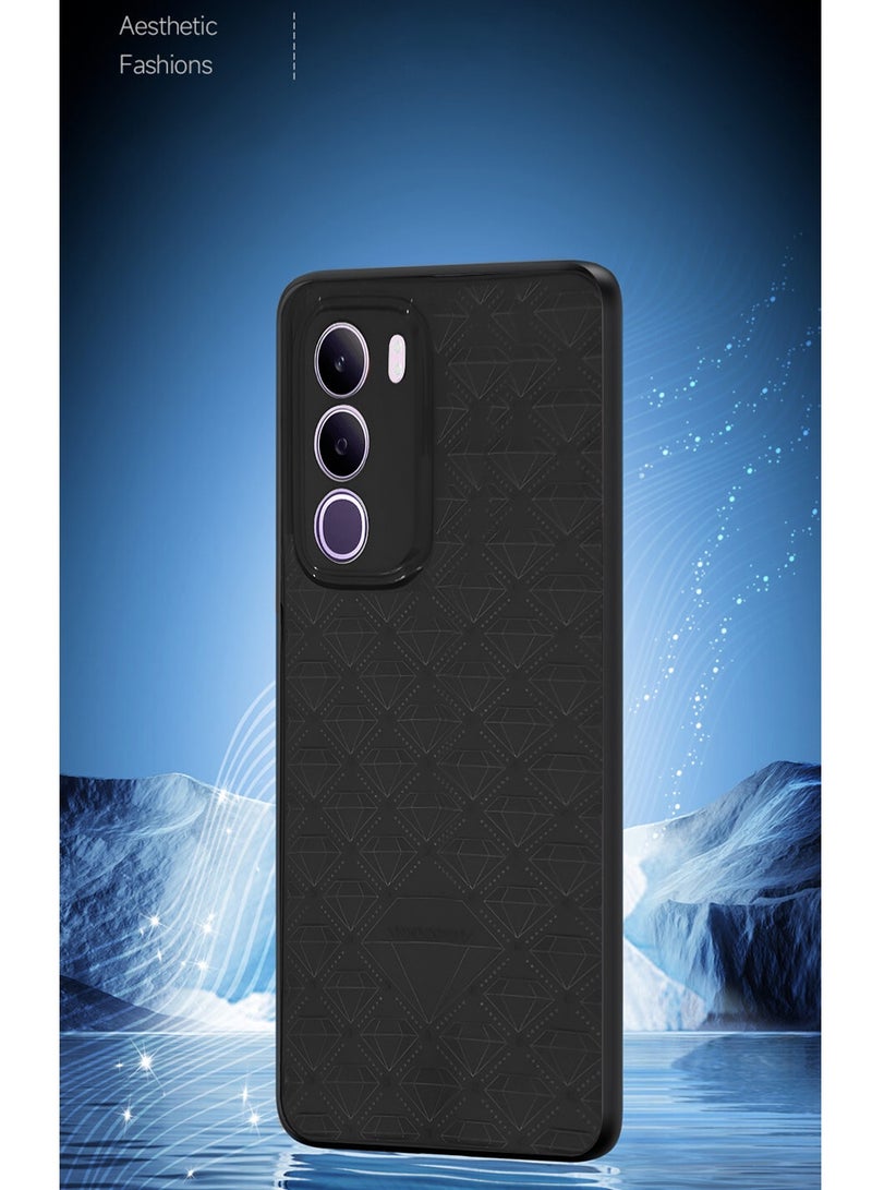 Wtech vivo Y19s Pro 4G 2025 Liquid Silicone Carbon Fiber Texture Case Cover (MCFPSN) - Black - Image 4