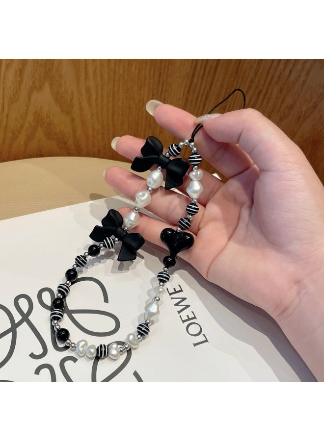 NIBEMINENT Beaded Phone Lanyard, Anti Lost Removable Wrist Strap, Cartoon Handcrafted Bead Stringing Bracelet Pendant, Phone Keychain Lanyard  - Image 1