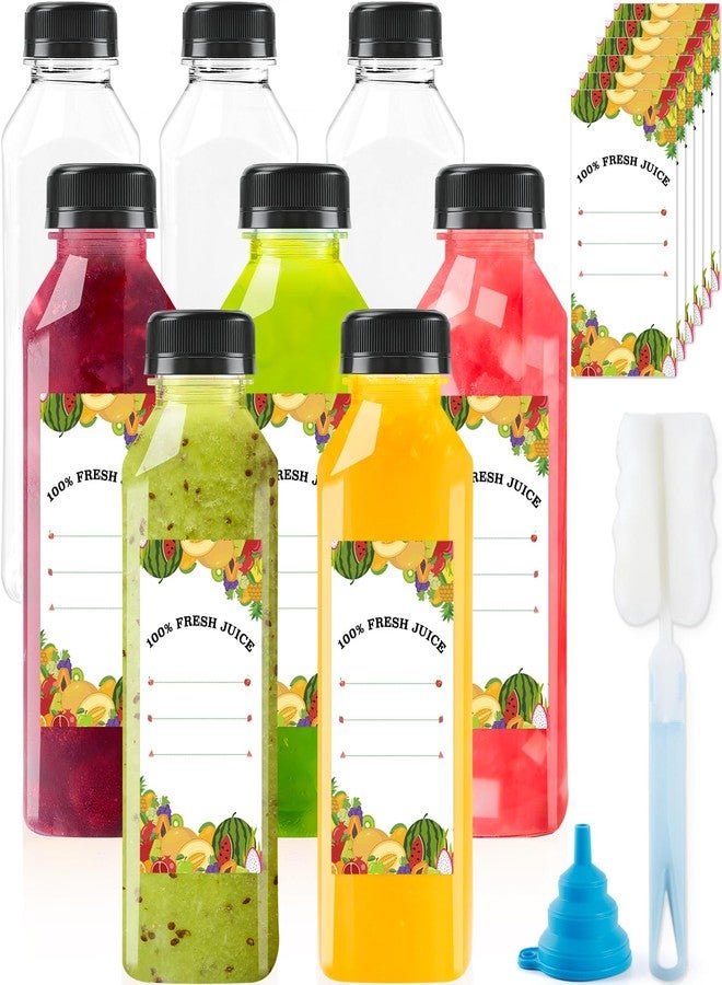 Bgtecho 8 Pcs Plastic Juice Bottles with Caps, 16Oz Plastic Bottles with Label, Reusable Clear Bulk Beverage Containers for Juice, Empty Bottle for Juicing, Drinking, Smoothie and Other Beverages - Image 1