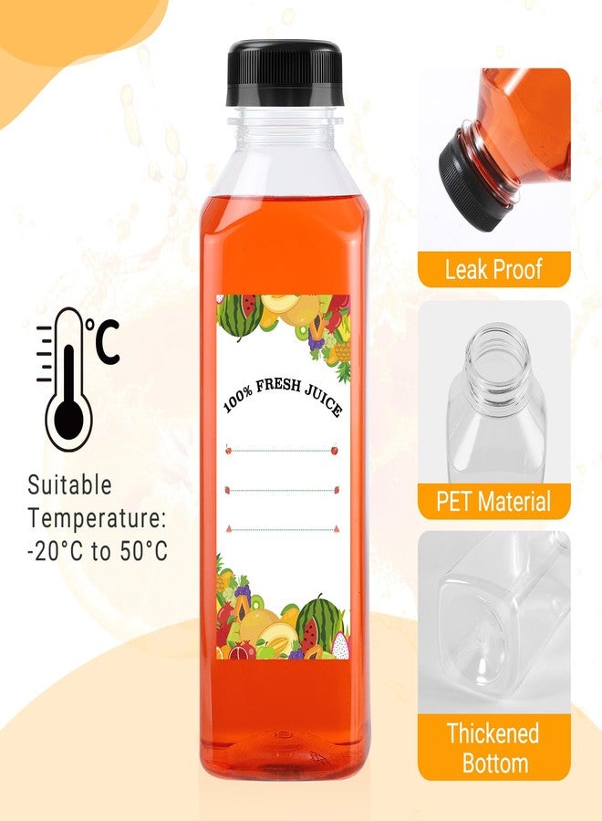 Bgtecho 8 Pcs Plastic Juice Bottles with Caps, 16Oz Plastic Bottles with Label, Reusable Clear Bulk Beverage Containers for Juice, Empty Bottle for Juicing, Drinking, Smoothie and Other Beverages - Image 3