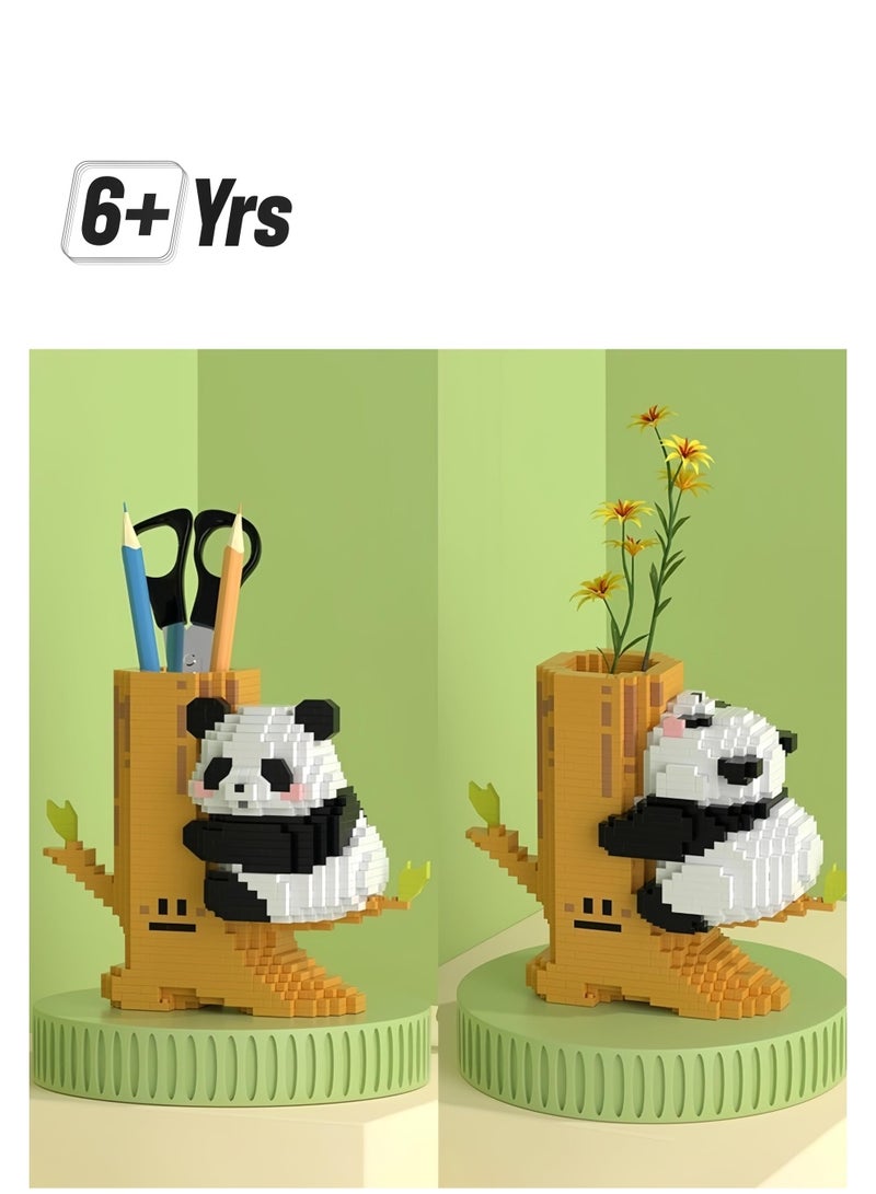 SOLARAE Mini Building Blocks Panda 2 in 1, Cute Mini Panda Blocks Buiding Sets, Party Favors- Micro Blocks Panda for Kids 6 7 8 9 10+ Teens Adult 3D Animal Blocks Toy  (Panda Pen Holder) - Image 1