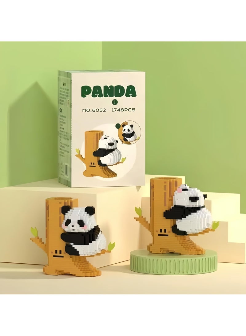 SOLARAE Mini Building Blocks Panda 2 in 1, Cute Mini Panda Blocks Buiding Sets, Party Favors- Micro Blocks Panda for Kids 6 7 8 9 10+ Teens Adult 3D Animal Blocks Toy  (Panda Pen Holder) - Image 2
