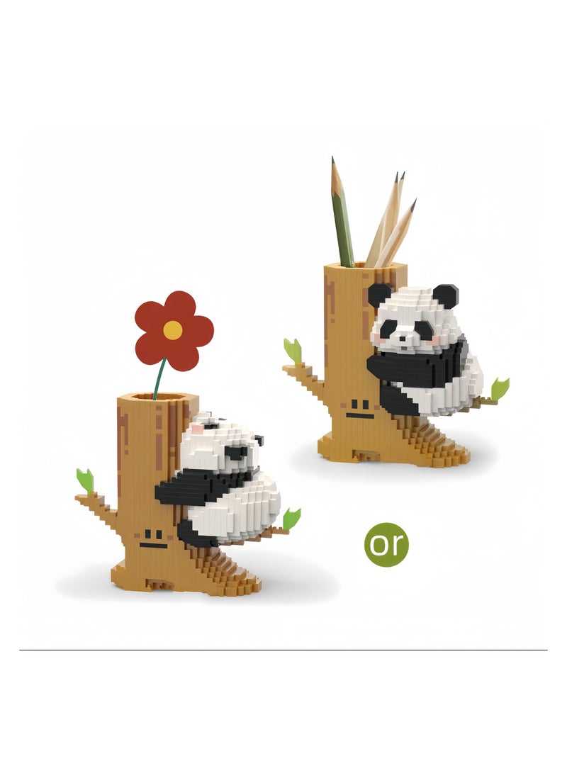 SOLARAE Mini Building Blocks Panda 2 in 1, Cute Mini Panda Blocks Buiding Sets, Party Favors- Micro Blocks Panda for Kids 6 7 8 9 10+ Teens Adult 3D Animal Blocks Toy  (Panda Pen Holder) - Image 3