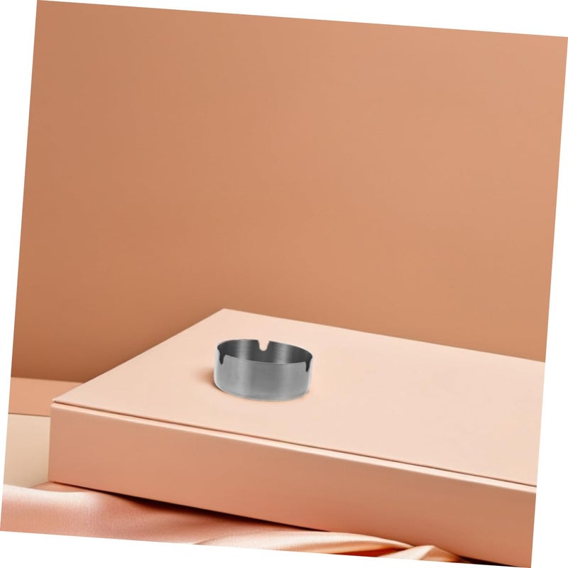2pcs 8cm Stainless Steel Round Windproof Ashtray for Cigar Cigarette Indoor Outdoor Use - Image 5