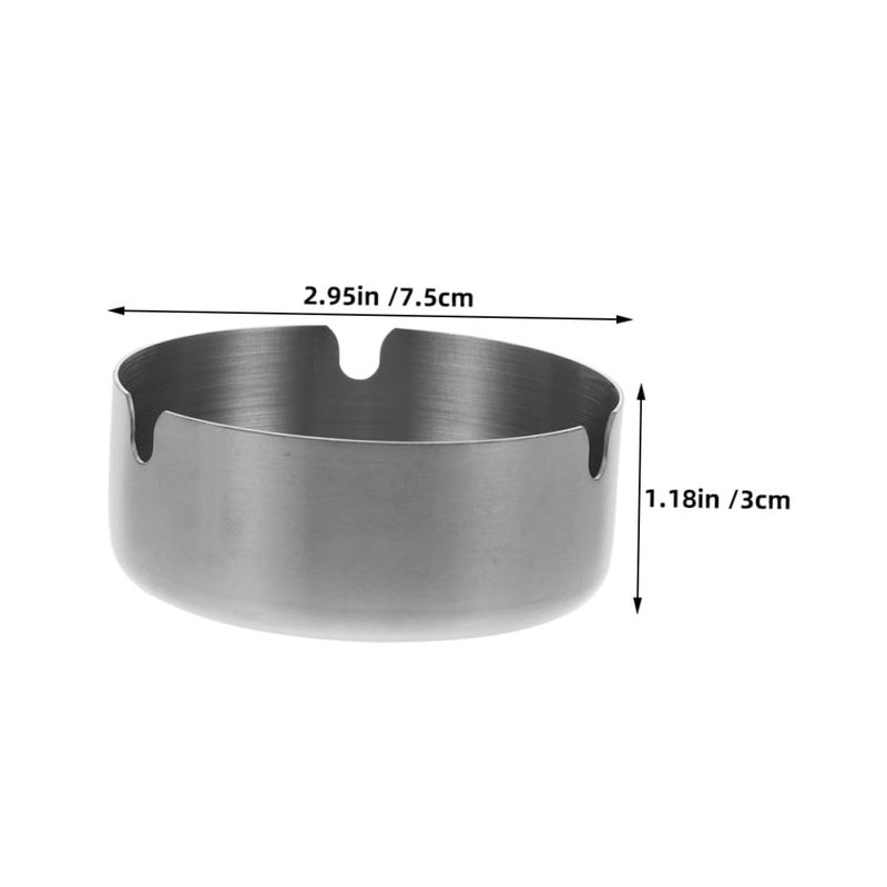 2pcs 8cm Stainless Steel Round Windproof Ashtray for Cigar Cigarette Indoor Outdoor Use - Image 3