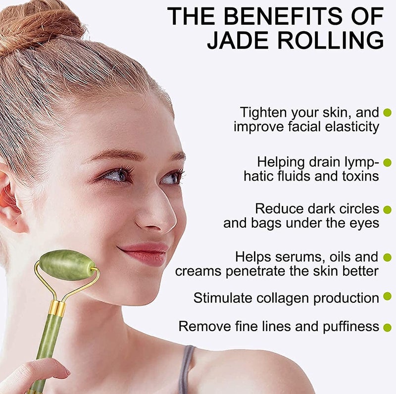 Veentus Roller Facial Massager Rose Quartz Massage Jade Stone Massage Tool For Face Eye Neck Foot Massage Treatment Therapy Roller Skin (MULTI COLOR) - Image 5