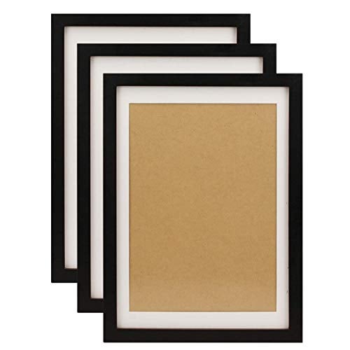 FUNTRESS Picture Frame Collage for Wall Hanging Wooden Frame Living Room Frame Set with Mats (3, 10x14 Black) - Image 1