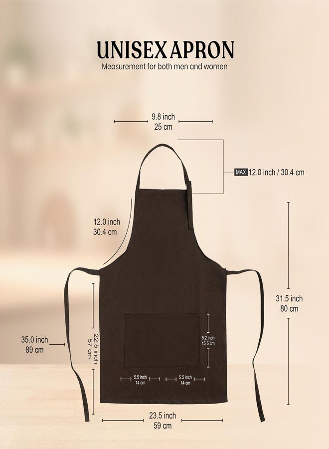 CRASOME Apron for Kitchen | Unisex Cooking Apron with 2 Pockets and Adjustable Straps | Apron for Chef, Hotel, Cafe, Restaurant, Gardening, Workshop (Brown Pack of 3) - Image 4