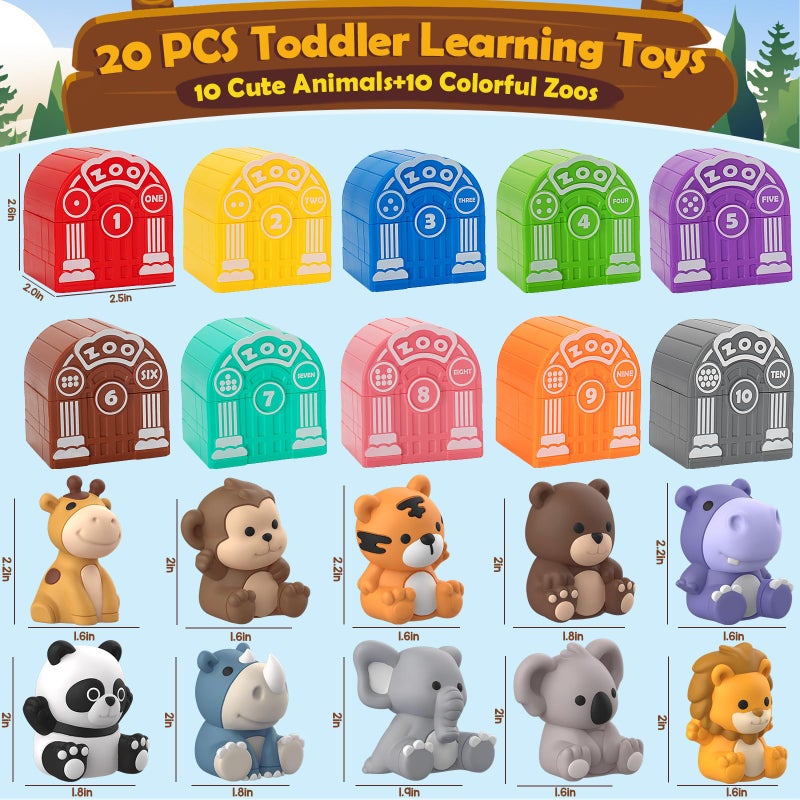Aigybobo Learning Toys for 1,2,3 Year Old Toddlers, 20Pcs Safari Animals Toys Montessori Counting, Matching & Sorting Fine Motor Games, Christmas Birthday Easter Gift for Baby Boys Girls Age 12-18 Months - Image 5