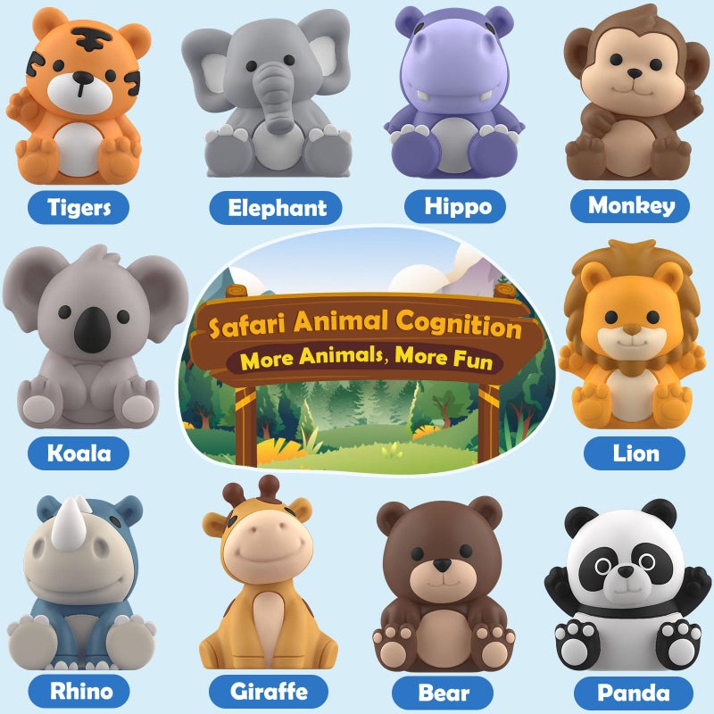Aigybobo Learning Toys for 1,2,3 Year Old Toddlers, 20Pcs Safari Animals Toys Montessori Counting, Matching & Sorting Fine Motor Games, Christmas Birthday Easter Gift for Baby Boys Girls Age 12-18 Months - Image 2