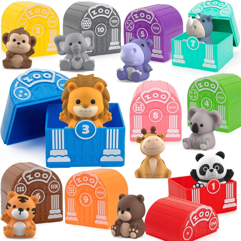 Aigybobo Learning Toys for 1,2,3 Year Old Toddlers, 20Pcs Safari Animals Toys Montessori Counting, Matching & Sorting Fine Motor Games, Christmas Birthday Easter Gift for Baby Boys Girls Age 12-18 Months - Image 1