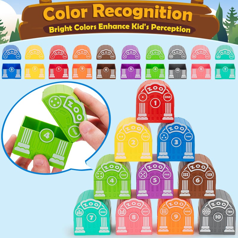 Aigybobo Learning Toys for 1,2,3 Year Old Toddlers, 20Pcs Safari Animals Toys Montessori Counting, Matching & Sorting Fine Motor Games, Christmas Birthday Easter Gift for Baby Boys Girls Age 12-18 Months - Image 3