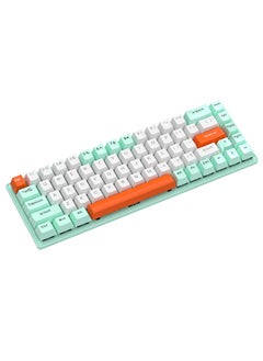 FlashHawk 65% Wired RGB Gaming Keyboard, 68 Keys Blue Switch Hot-Swappable Compact Mechanical Keyboard for PC/Computer-Green/White  - Image 1