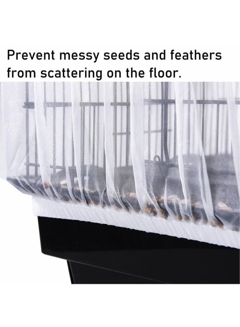 KENSON Bird Cage Seed Catcher Adjustable Bird Cage Net Cover Birdcage Seed Feather Catcher Soft Skirt Guard Birdcage Nylon Mesh Netting for Parrot Parakeet Macaw Round Square Cages Prevent Scatter and Mess - Image 4
