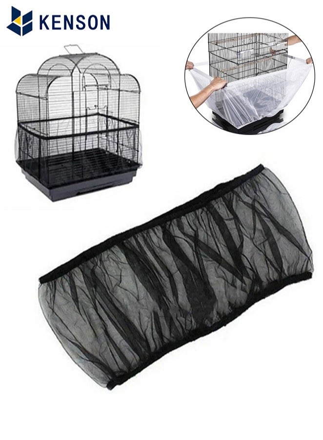 KENSON Bird Cage Seed Catcher Adjustable Bird Cage Net Cover Birdcage Seed Feather Catcher Soft Skirt Guard Birdcage Nylon Mesh Netting for Parrot Parakeet Macaw Round Square Cages Prevent Scatter and Mess - Image 1