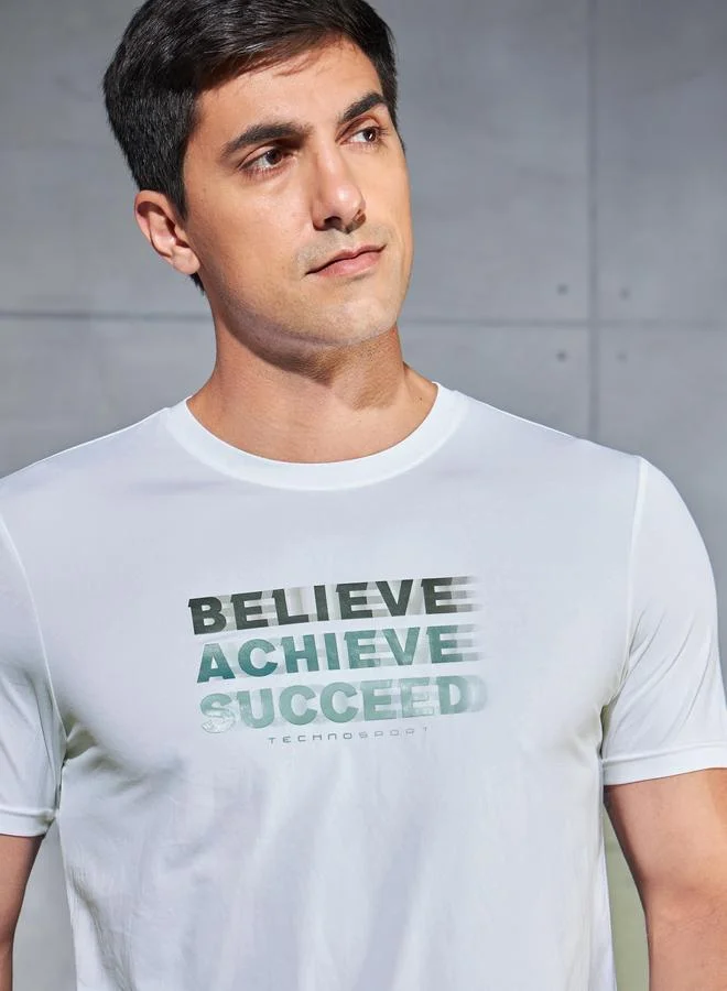 Technosport Technosport Men Printed Slim Fit Round Neck T-Shirt