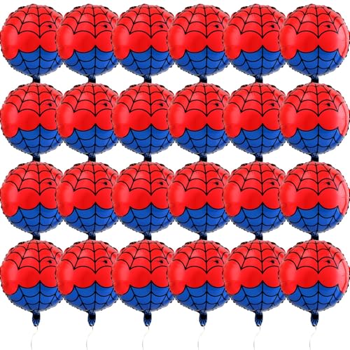 AXBMM 24 PCS 18 Inch Spider Themed Foil Balloons Happy Birthday Balloon for Vibrant Party DecorationsDurable Reusable Foil Mylar BalloonsPerfect for Spider Birthday Party Supplies - Image 1